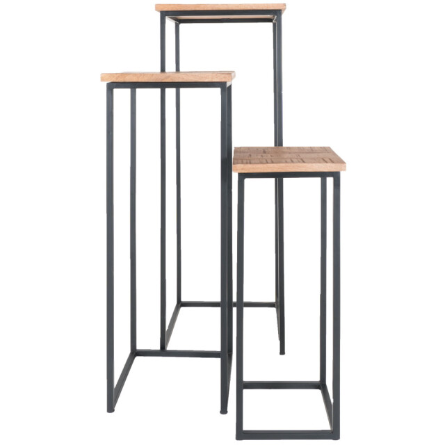 Home67 Plantentafels sam vierkant set van 3 bruin mangohout 2648625 large