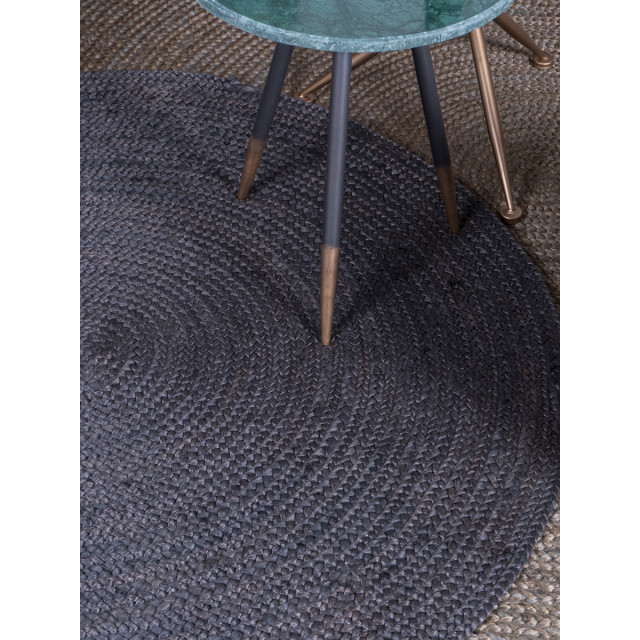 Home67 Vloerkleed jute rond antraciet ø160 cm 2647734 large