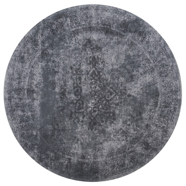 Veer Carpets Vloerkleed juud rond grijs/zwart ø120 cm 2647629 large