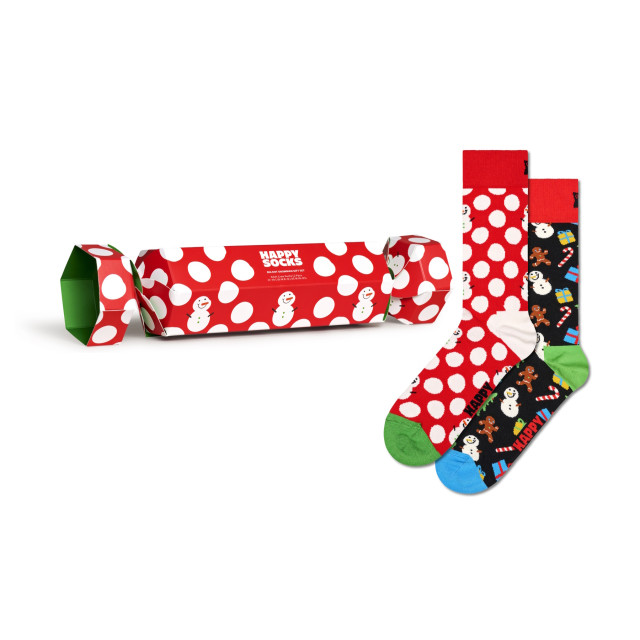Happy Socks Dames / heren sokken big dot snowman giftbox kerstsokken 2-pack XBDS02-6500-36 large