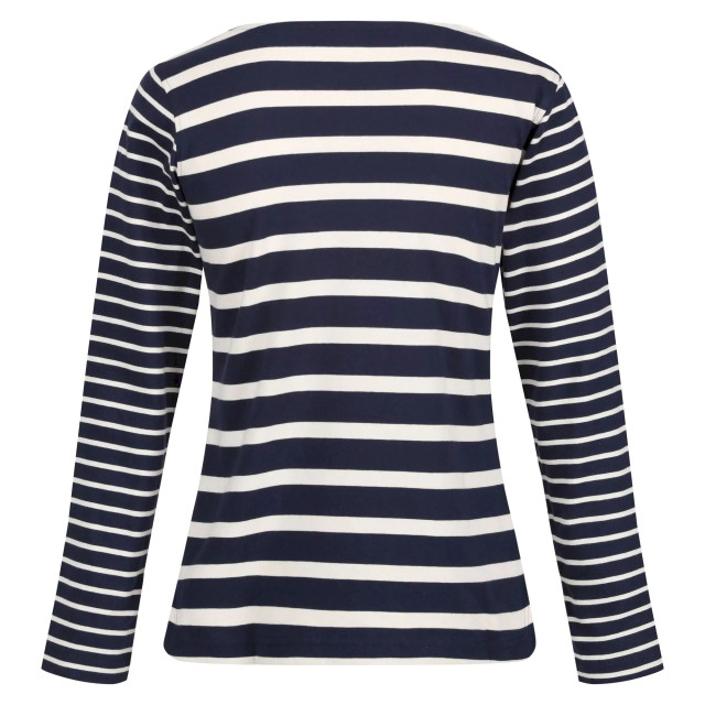 Regatta Dames farida gestreept t-shirt met lange mouwen UTRG8449_navylightvanilla large