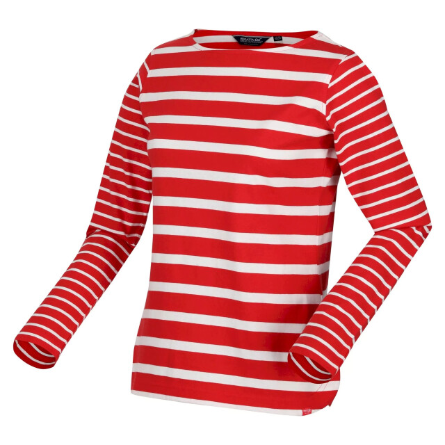 Regatta Dames farida gestreept t-shirt met lange mouwen UTRG8449_coderedsnowwhite large