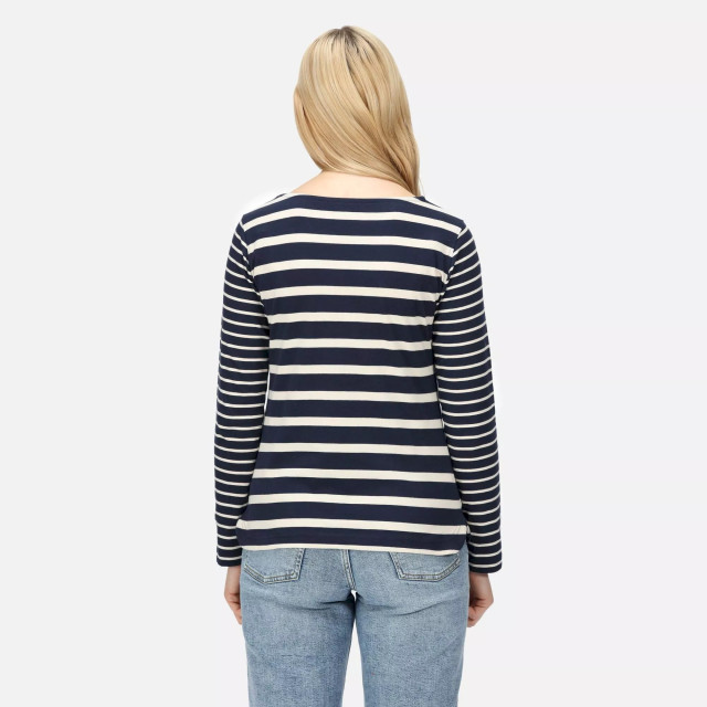 Regatta Dames farida gestreept t-shirt met lange mouwen UTRG8449_navylightvanilla large