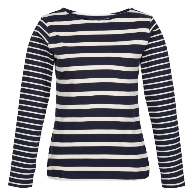 Regatta Dames farida gestreept t-shirt met lange mouwen UTRG8449_navylightvanilla large