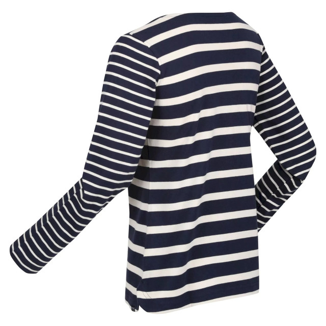 Regatta Dames farida gestreept t-shirt met lange mouwen UTRG8449_navylightvanilla large