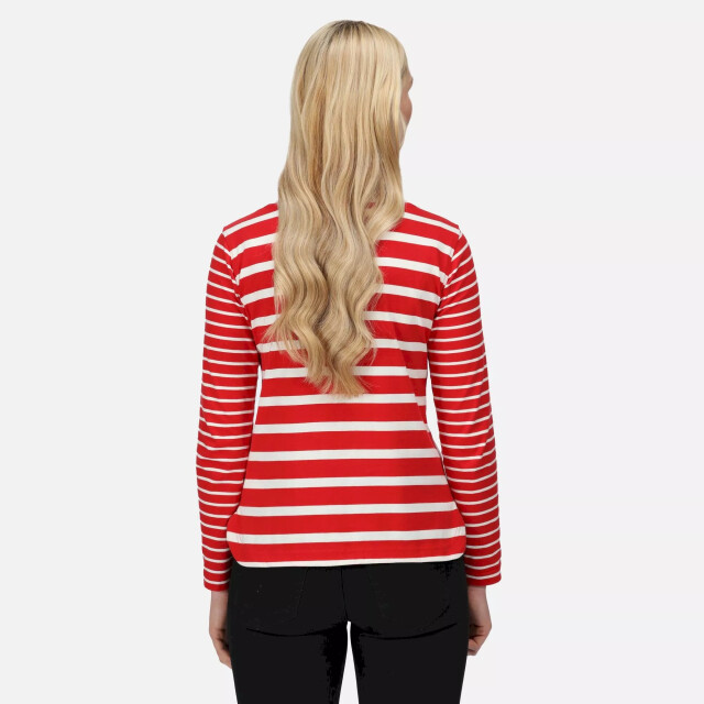 Regatta Dames farida gestreept t-shirt met lange mouwen UTRG8449_coderedsnowwhite large
