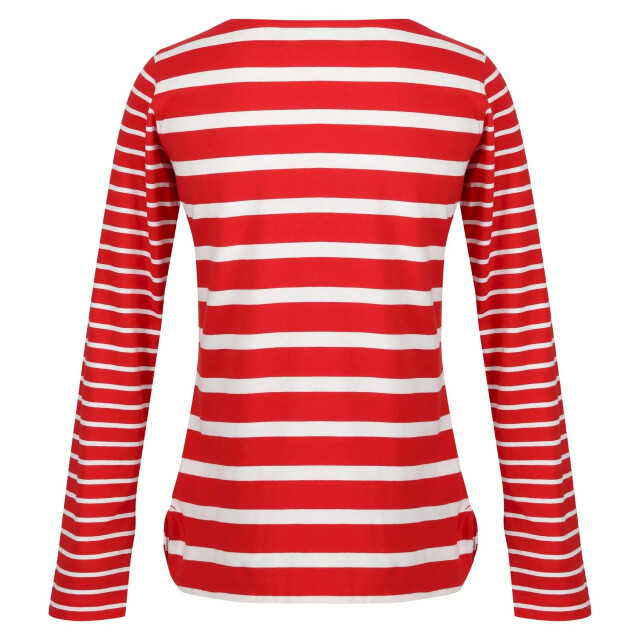 Regatta Dames farida gestreept t-shirt met lange mouwen UTRG8449_coderedsnowwhite large