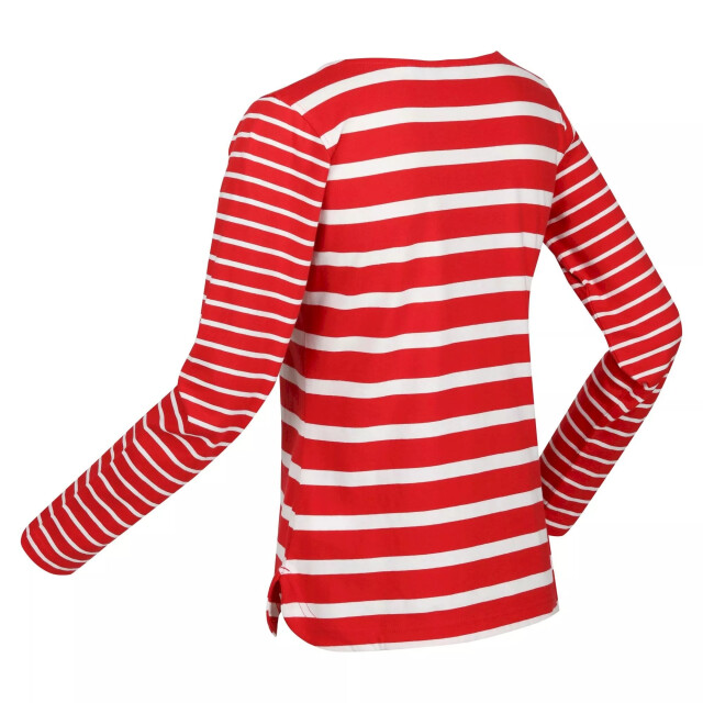 Regatta Dames farida gestreept t-shirt met lange mouwen UTRG8449_coderedsnowwhite large