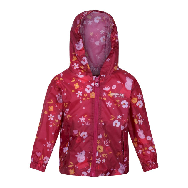 Peppa Pig Regatta childrens/kids floral packaway waterproof jacket UTRG8239_berrypinkautumn large