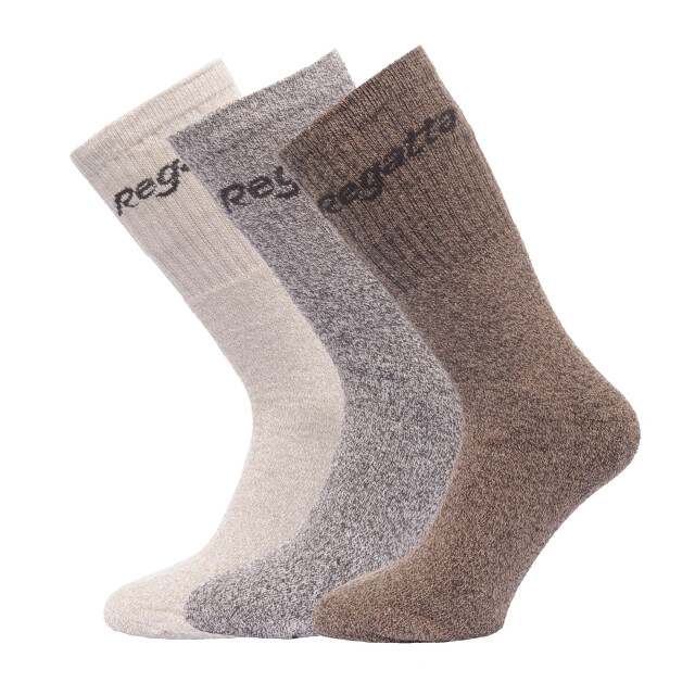 Regatta Geweldige outdoors heren katoenen rich casual sokken (3 per verpakking) UTRG786_brownmarl large
