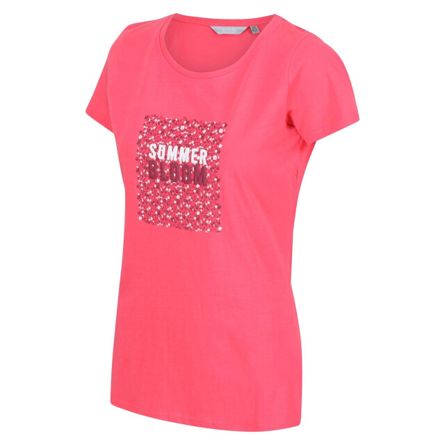 Regatta Dames breezed ii bloemen t-shirt UTRG7629_tropicalpink large