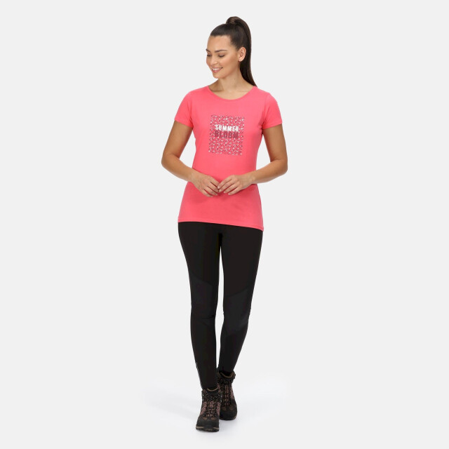 Regatta Dames breezed ii bloemen t-shirt UTRG7629_tropicalpink large
