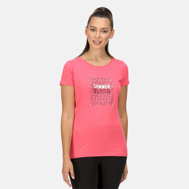 Regatta Dames breezed ii bloemen t-shirt UTRG7629_tropicalpink large