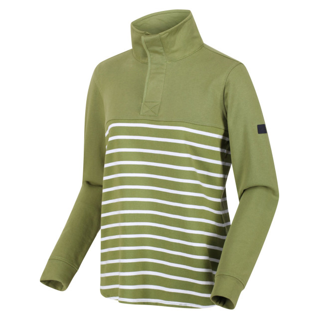 Regatta Dames camiola ii stripe fleece top UTRG7323_greenfieldswhite large