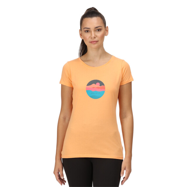Regatta Dames breezed ii sunset t-shirt UTRG7030_papaya large