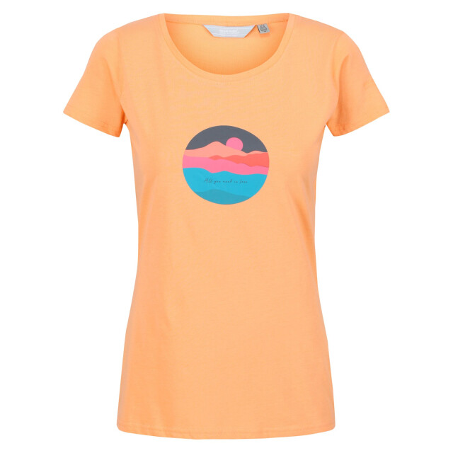 Regatta Dames breezed ii sunset t-shirt UTRG7030_papaya large