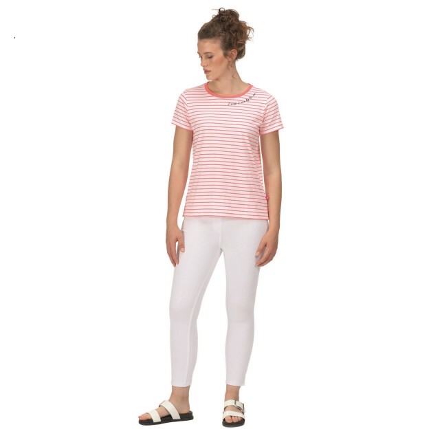 Regatta Dames odalis stripe t-shirt UTRG6822_neonpink large