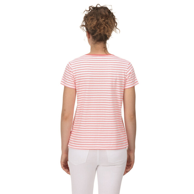 Regatta Dames odalis stripe t-shirt UTRG6822_neonpink large