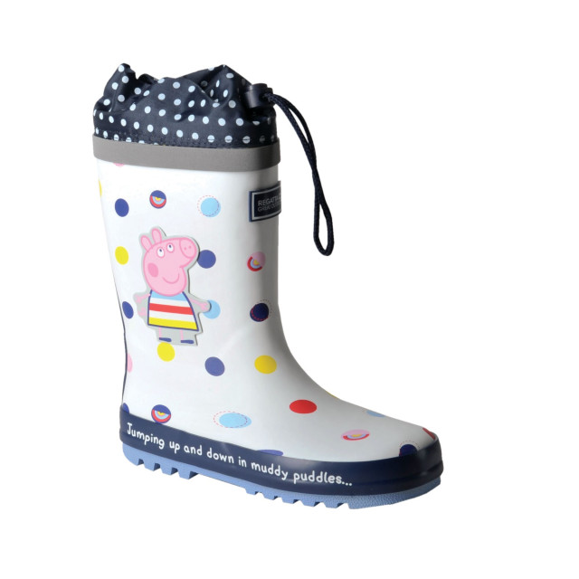 Peppa Pig Kinder/kinderen splash polka dot wellington laarzen UTRG5875_white large