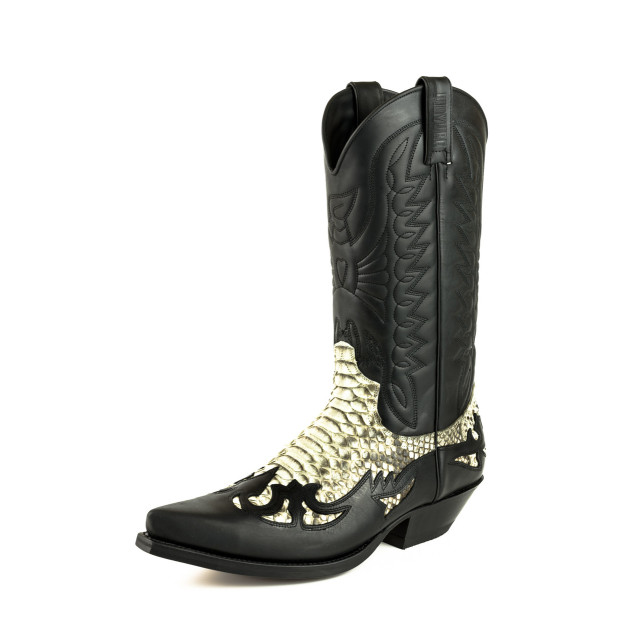 Mayura Boots Cowboy laarzen 1935-c-mex-crazy old negro/ blanco 1935-C-MEX-CRAZY OLD NEGRO/PYTHON BLANCO large