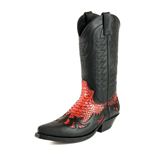 Mayura Boots Cowboy laarzen 1935-c-mex-crazy old negro/ rojo 1935-C-MEX-CRAZY OLD NEGRO/PYTHON ROJO large