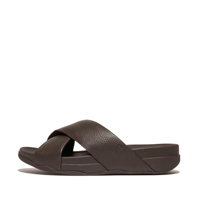 FitFlop Surfer mens tumbled-leather cross slides HA6 large