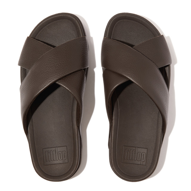 FitFlop Surfer mens tumbled-leather cross slides HA6 large