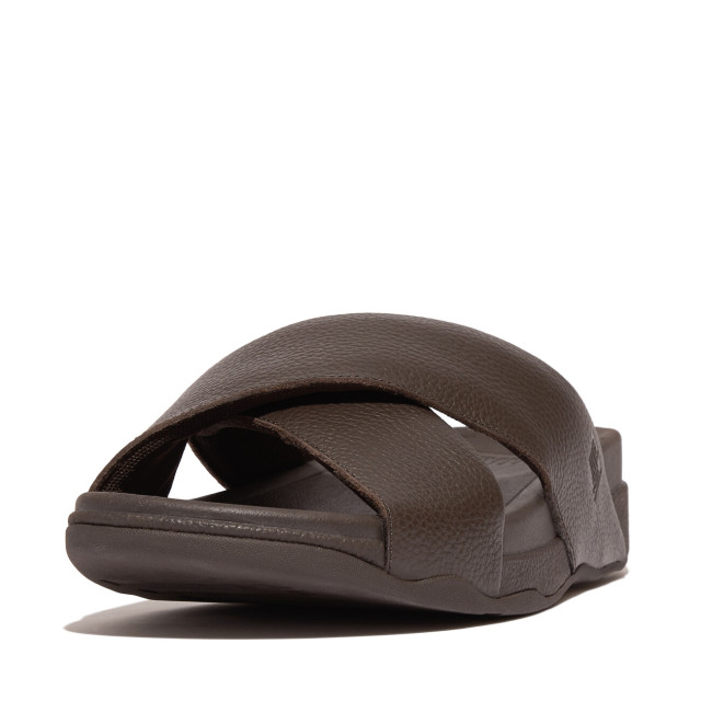 FitFlop Surfer mens tumbled-leather cross slides HA6 large