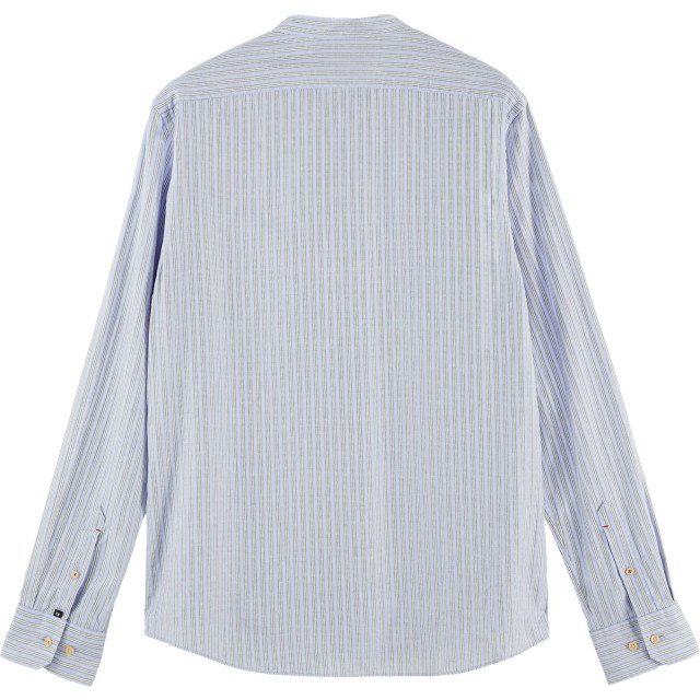 Scotch & Soda Relaxed fit- collarless shirt in blue striped 160763-0219 large