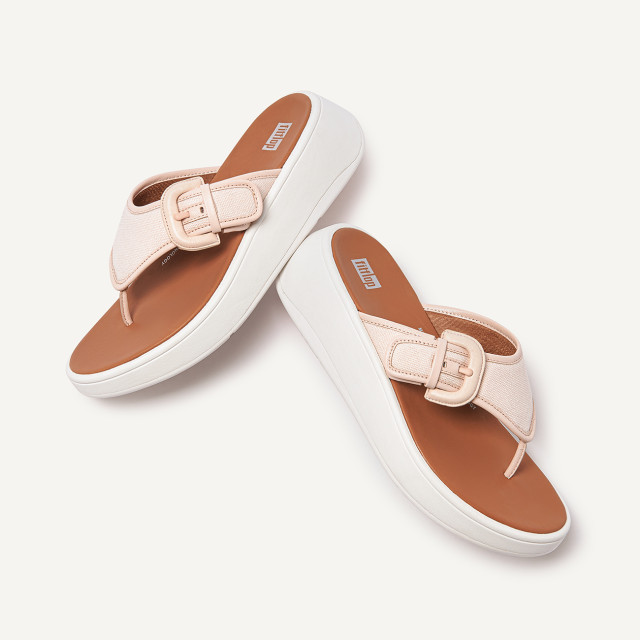 FitFlop F-mode buckle canvas flatform cross slides FY8 large