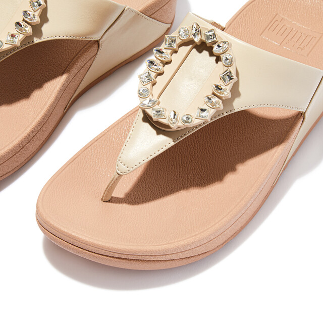FitFlop Lulu crystal-circlet leather toe-post sandals FS7 large