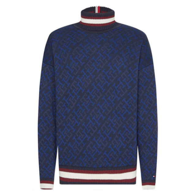 Tommy Hilfiger Monogram roll neck-desert sky monogram roll neck-desert sky large