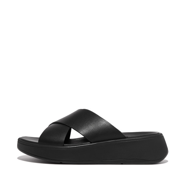 FitFlop F-mode leather flatform cross slides FW5 large