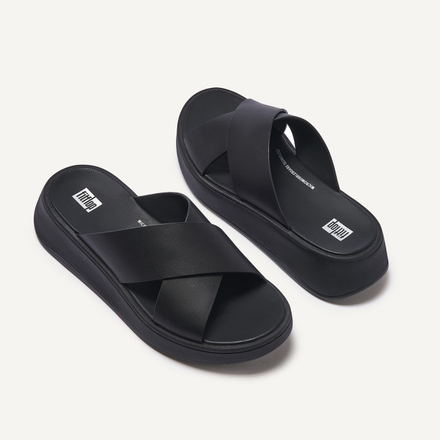 FitFlop F-mode leather flatform cross slides FW5 large