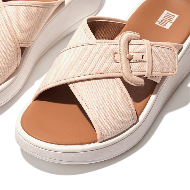 FitFlop F-mode buckle canvas flatform cross slides FY8 large