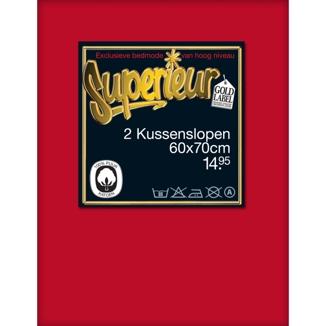 Superieur 100% percaline katoen|set van 2|rode kussensloop 60x70cm 2456721 large