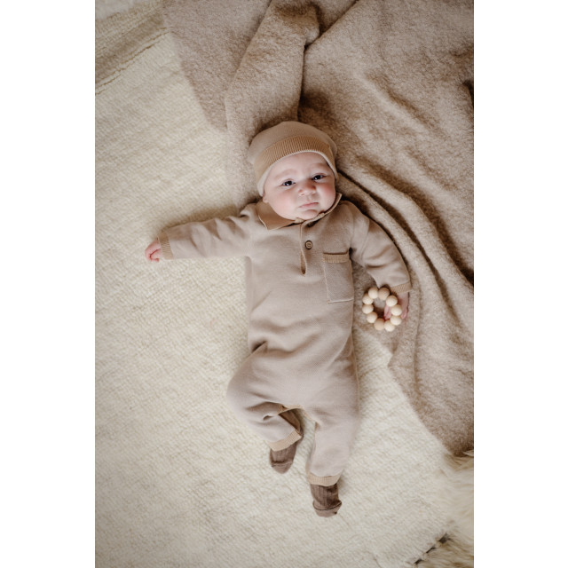 Levv Newborn baby neutraal mutsje zyno brown tan melange 147403997 large