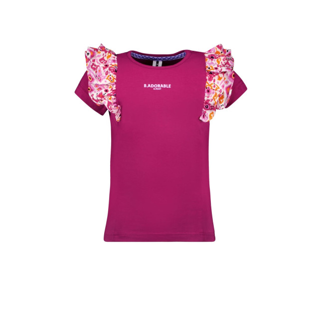 B.Nosy Meisjes t-shirt met contrast ruches festival fuchsia 141577896 large