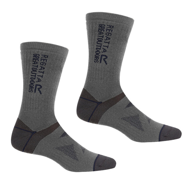 Regatta Unisex wollen sokken voor wandelschoenen volwassenen (pak van 2) UTRG5986_briargreynavy large