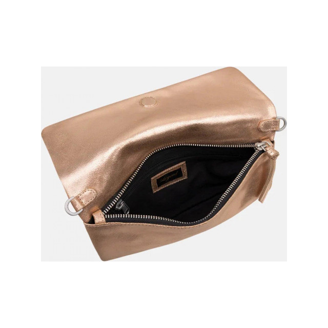 Legend Dames tas-clutch-100% leer-one size-lynn-metallic Lynn roze large