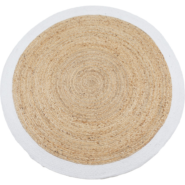 Home67 Vloerkleed jute rond naturel/wit ø120 cm 2648056 large