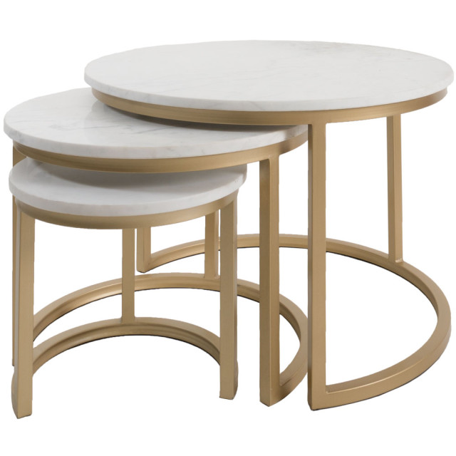 Home67 Salontafel jasmin marmer set van 3 wit/goud 2648328 large