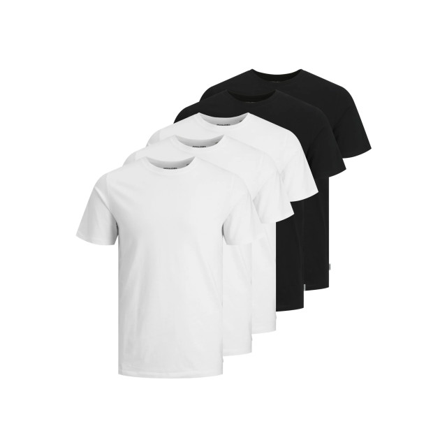 Jack & Jones Basic heren t-shirt jjeorganic wit/zwart 5-pack 12191190 large