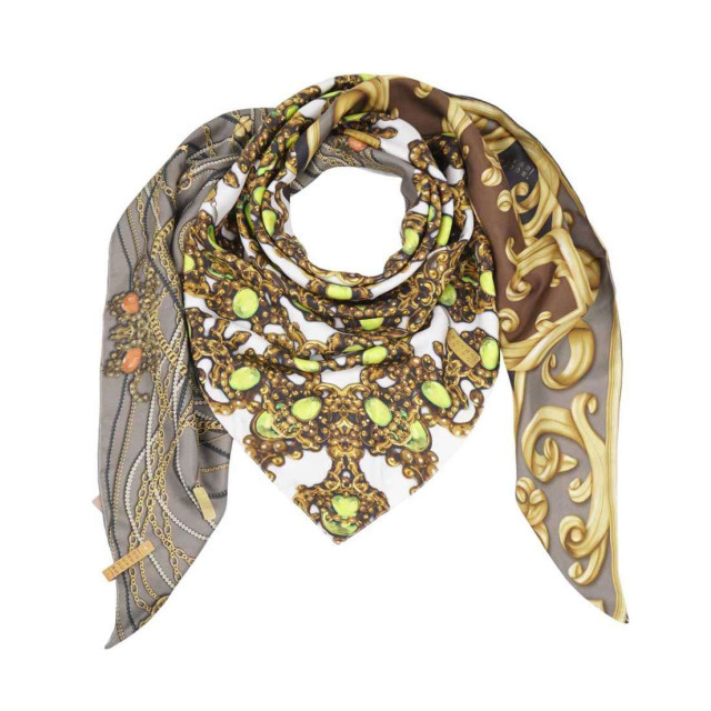 Mucho Gusto Zijden sjaal st. tropez patchwork met sieradendoos thema Silk Scarf St. Tropez Patchwork Jewellery Box Theme large