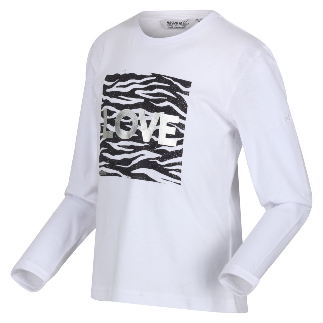 Regatta Kinder/kinder wenbie iii t-shirt met zebraprint en lange mouwen UTRG8067_white large