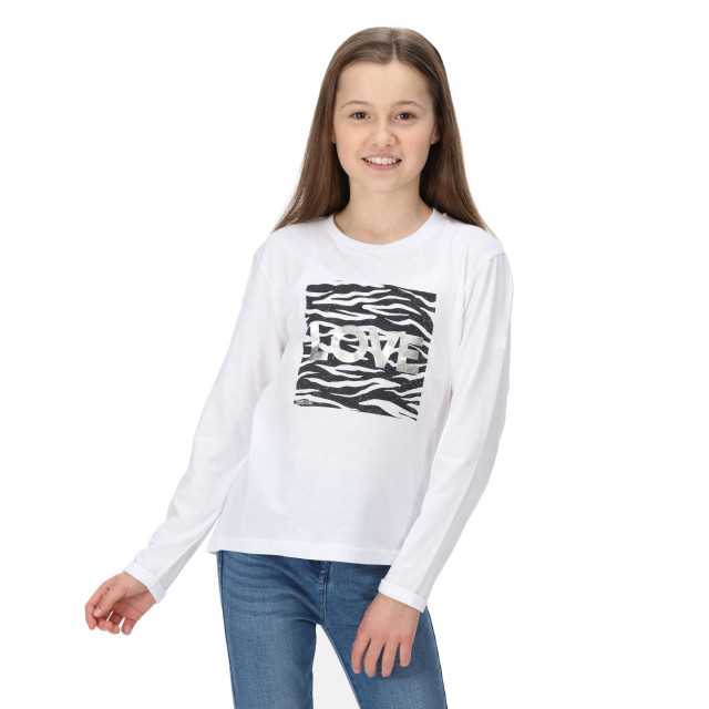 Regatta Kinder/kinder wenbie iii t-shirt met zebraprint en lange mouwen UTRG8067_white large