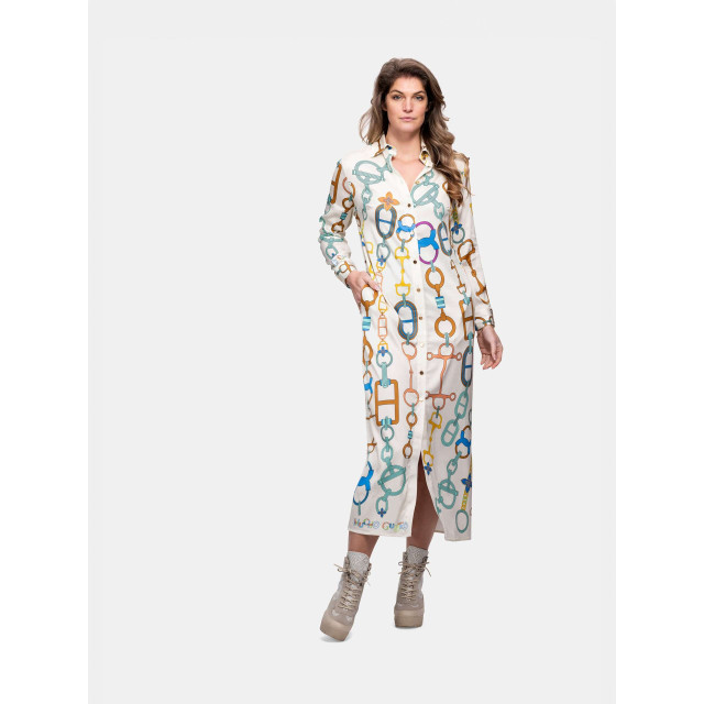 Mucho Gusto Jurk francis bay met kettingprint Jurk Francis Bay Off-White met Kettingprint large