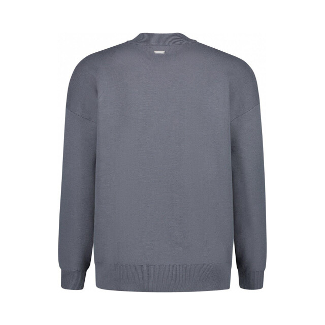 Purewhite heren loose fit knitwear crewneck ls blue 23030805 large