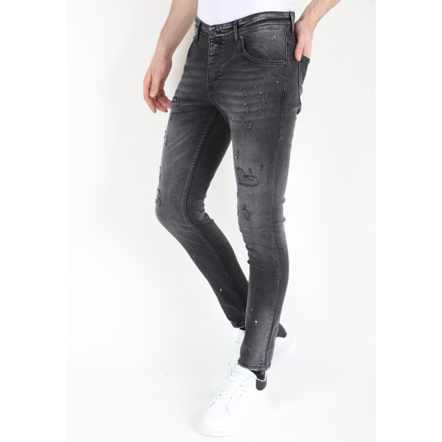 Mario Morato Ripped biker jeans met verfspatten slimfit 1979 / 107 large