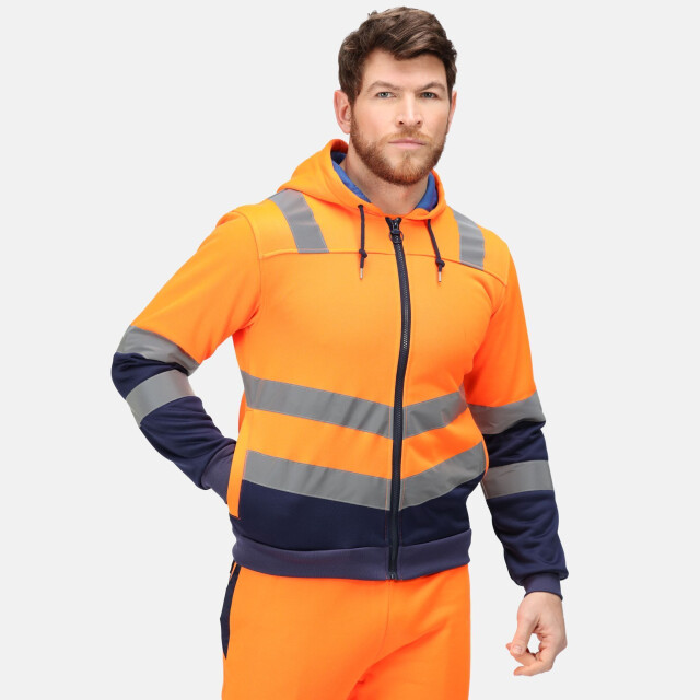 Regatta Heren pro hi-vis full zip jas UTRG6531_orangenavy large